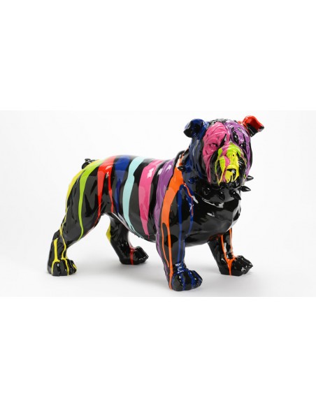 Statue bulldog collier debout noir