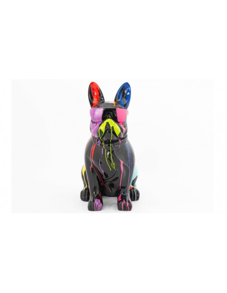Statue bulldog français trash noir