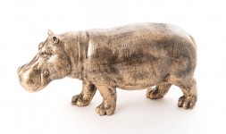Statue hippopotame patine doré