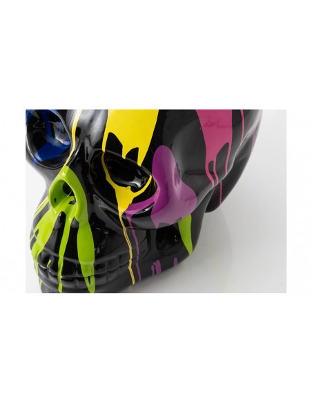 Statue tête mort noir multicolore