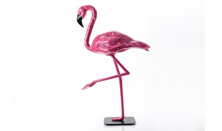 Statue flamant rose candy
