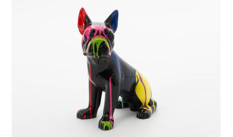 Statue bulldog français trash noir