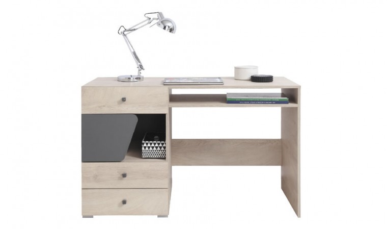 Bureau design ado et enfant en bois blanc et bleu - Jolly