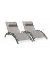 Chaises longues alu textilène gris