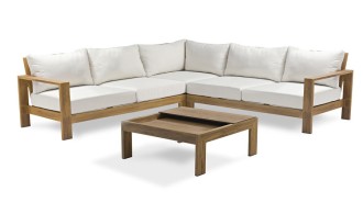 Salon de jardin design en aluminium effet bois - Majorque EAN 3700028648535