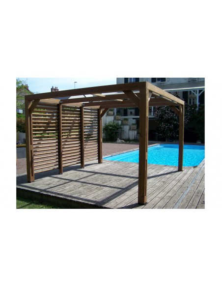 Pergola bois tht paroi lames orientables