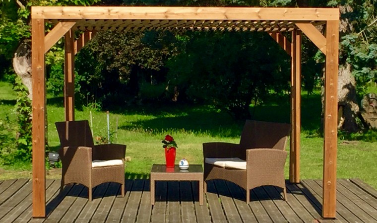 Pergola en bois THT, toit lames orientables, Yukon - House and Garden