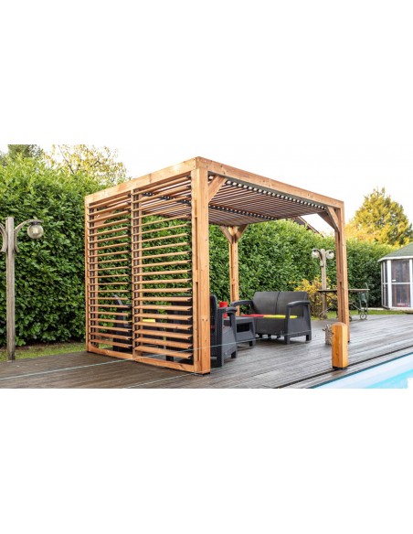 Pergola bioclimatique en bois thermo chauffé 3,13 x 2,34 - Maryland