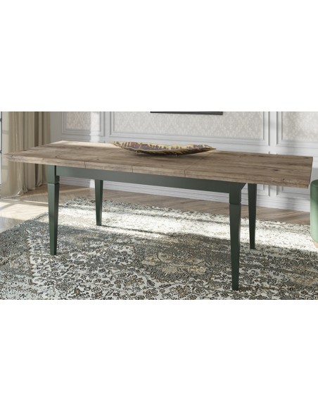 Table extensible chêne et vert Boavista