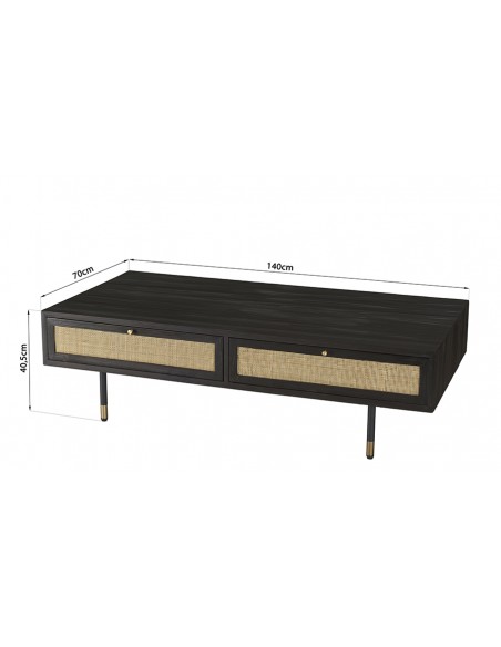 Table basse noire Juan dimensions