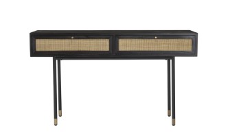 Console noire cannage rotin