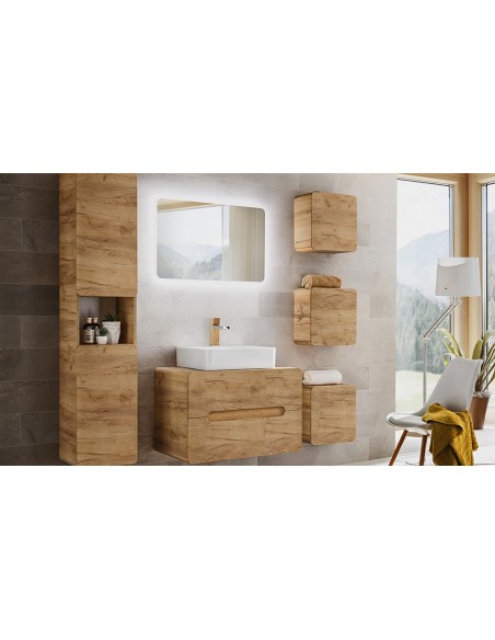 Ensemble meubles de salle de bain couleur bois chêne 80 cm - Baltik