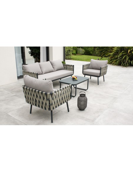 Salon jardin bas gris en aluminium