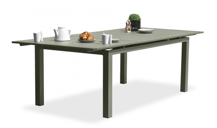 Table jardin extensible aluminium kaki