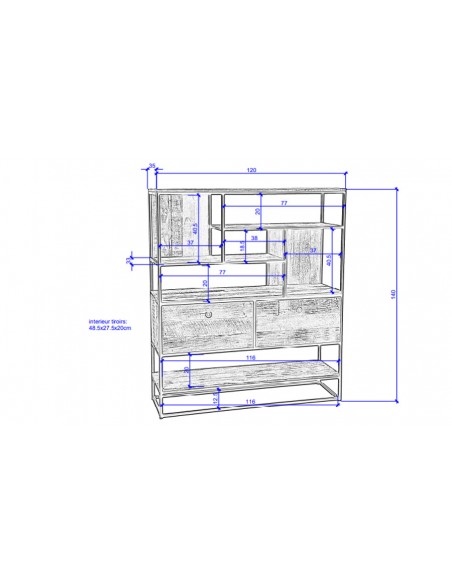 Dimensions étagère bois recyclé Thekku