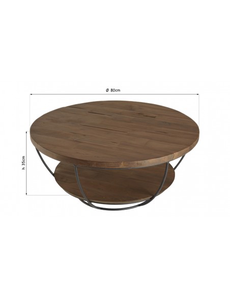 Dimensions table basse industrielle Thekku