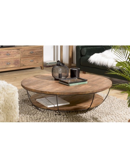 Grande table basse ronde 2 plateaux