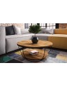 Table basse ronde en chêne 2 plateaux