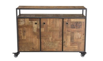 Buffet roulettes teck acier