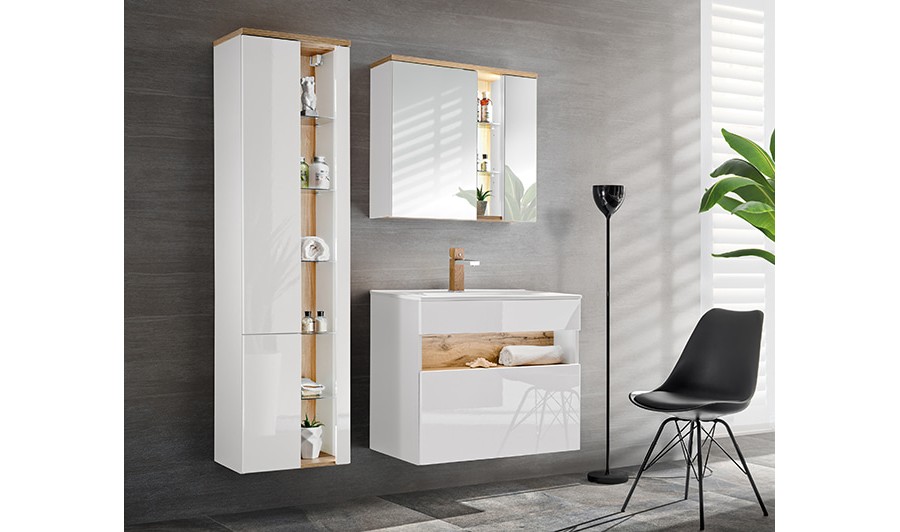 Meuble miroir suspendu FYNN 80 cm blanc - salle de bain - VICCO - Cdiscount  Maison
