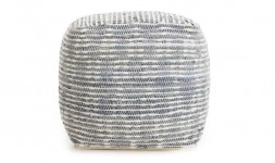 Pouf carré laine coton bleu
