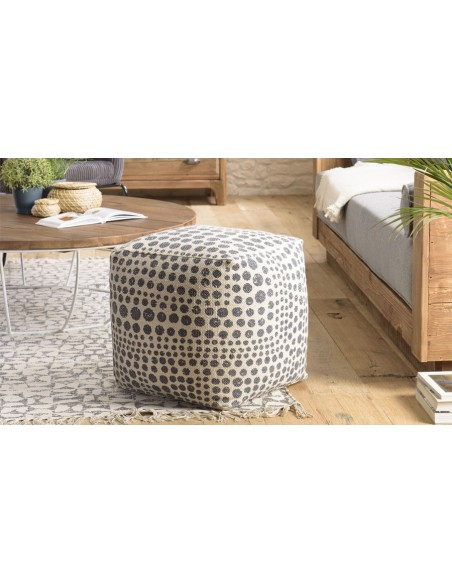 Pouf carré pois gris Sandra