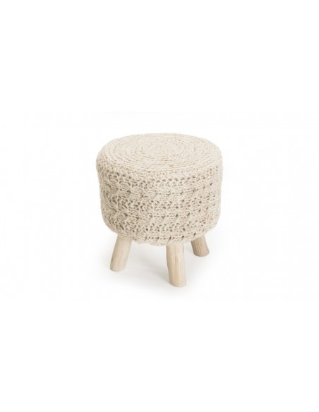 Petit tabouret laine et bois