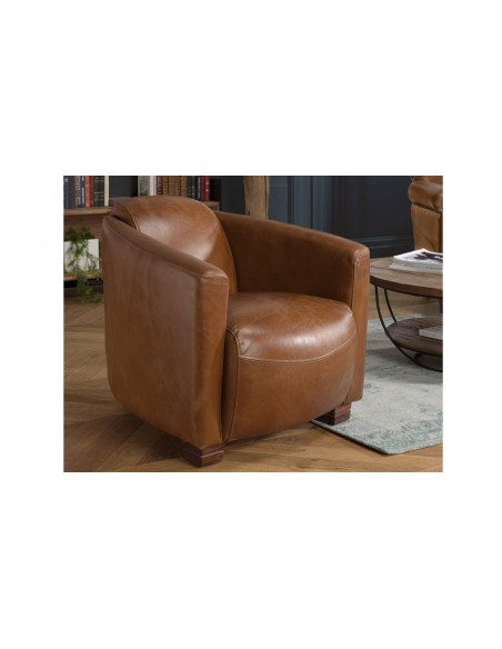 Fauteuil vintage cuir Herman