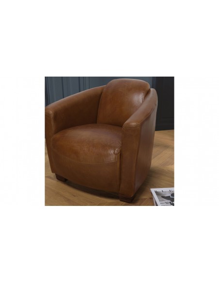 Fauteuil vintage cuir Herman