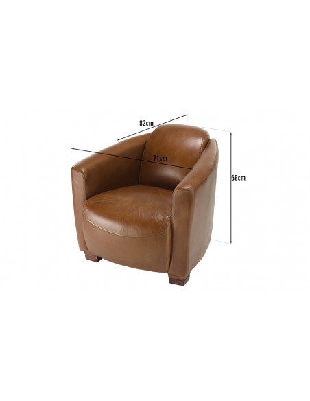 Dimensions fauteuil vintage cuir Herman