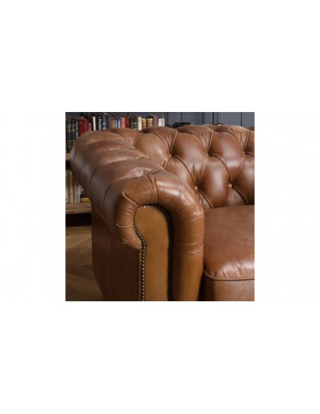 Fauteuil chesterfield marron Herman