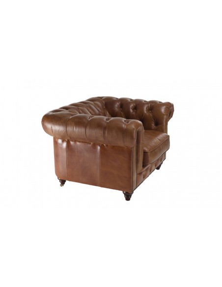 Fauteuil chesterfield marron Herman