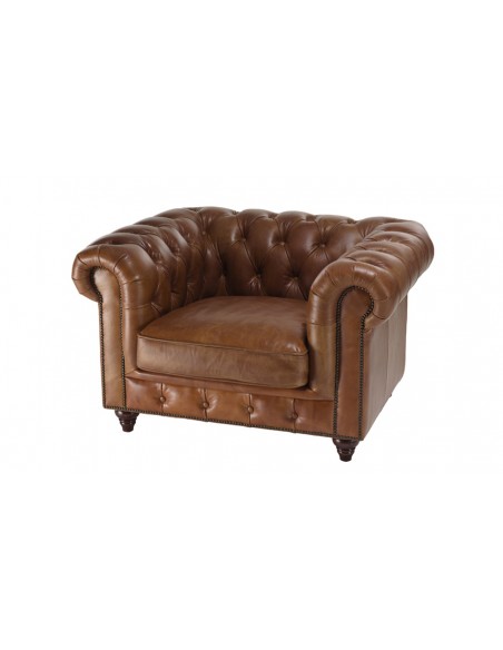 Fauteuil chesterfield marron Herman