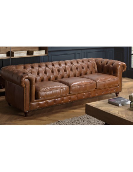 Canapé chesterfield en cuir marron