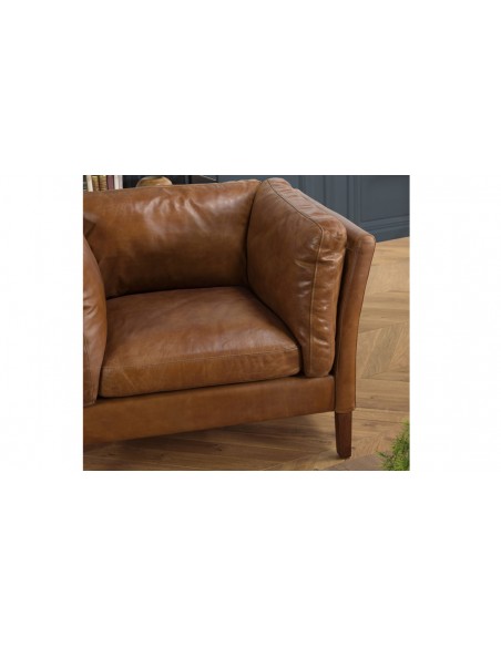 Fauteuil rétro cuir marron Herman