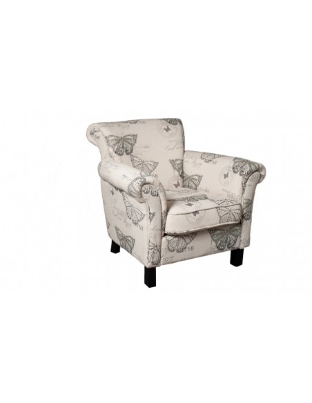 Fauteuil tissu motif papillon