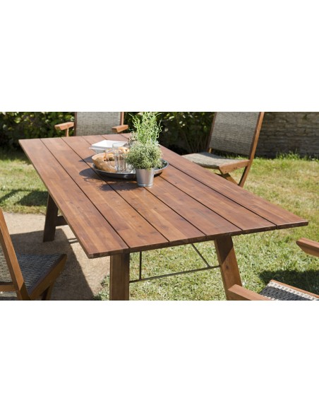 Table de jardin pliante réalto, acacia, 2 allonges acacia La