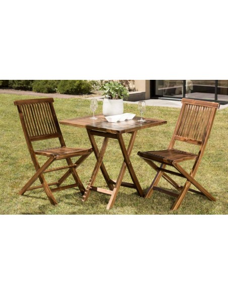 Ensemble pliant jardin 2 chaises teck huilé