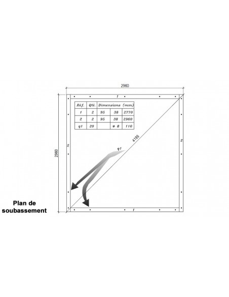 Plan soubassement chalet jardin Illinois