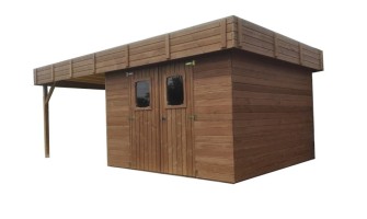 Chalet jardin auvent bois THT