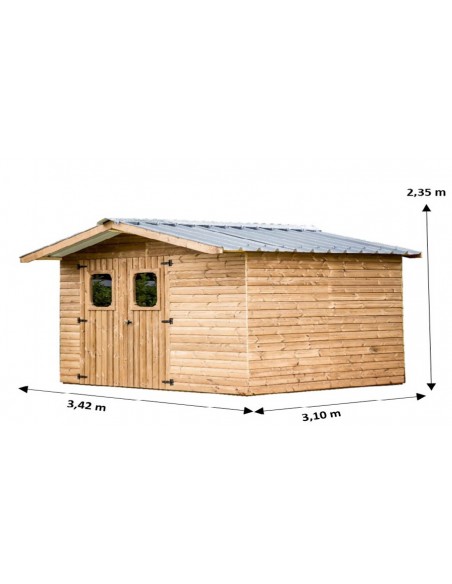 Dimensions abri de jardin en bois Jersey