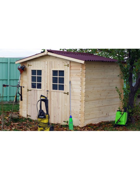 C Chalet Bois/Pod de 16m² (4X4m) fabriqué en épicéa de 44mm - Chalet Bois  BHE Abri de jardin/ Pod de 16 m2 fabriqué en épicéa massifs de 44 mm avec  sa couverture