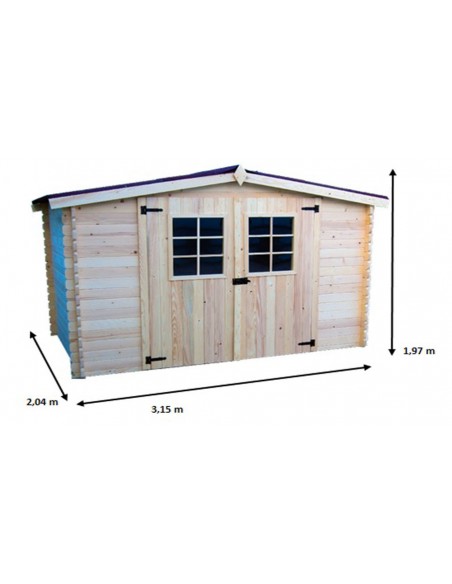 Dimensions abri de jardin en bois Tennessee