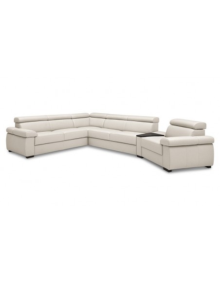 Canapé d'angle en cuir convertible et modulable