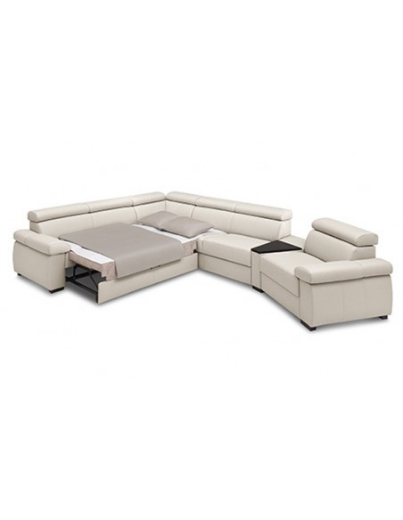 Canapé d'angle en cuir convertible et modulable