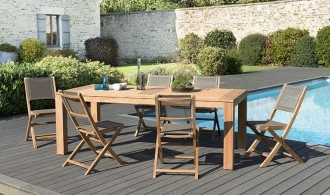 Salon de jardin en teck massif 6 chaises