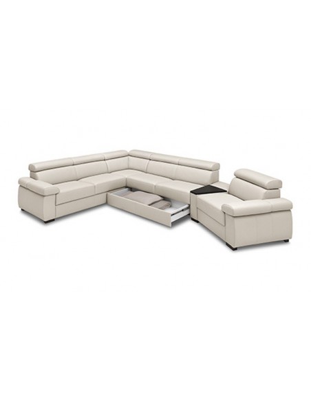 Canapé d'angle en cuir convertible et modulable