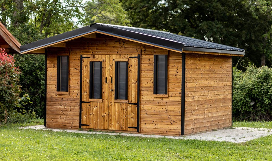Abri jardin bois brut moderne et toiture PVC 3 M2