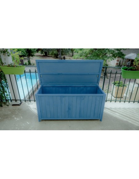 Coffre rangement bois bleu Bluebox