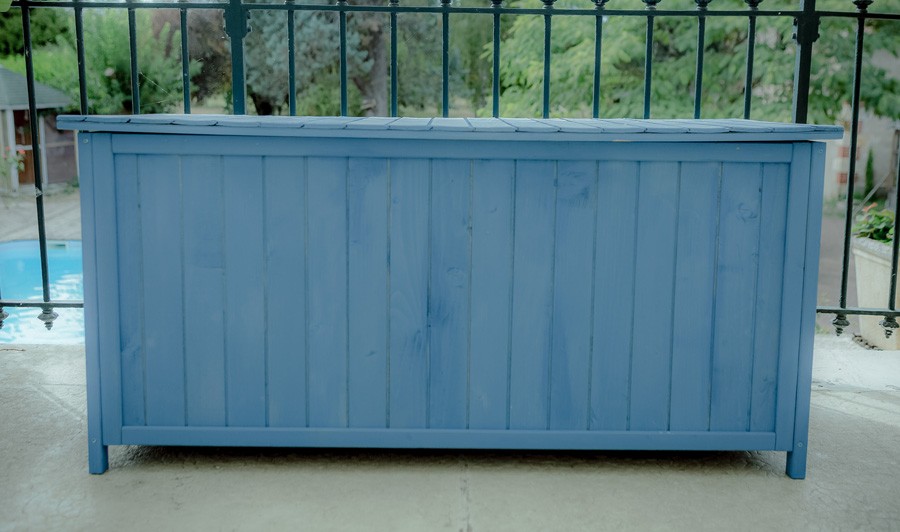Coffre de rangement en bois lasuré bleu - Bluebox